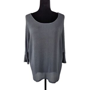 Alfani Woman’s Gray 3/4 dolman sleeve loose fit semi sheer top size S